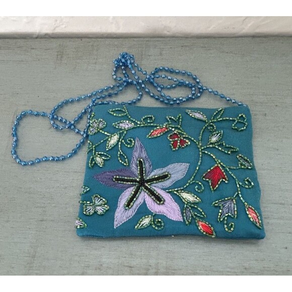 Moyna Beaded Small Vintage Evening Purse Crossbody 5” X 6” - Picture 2 of 3